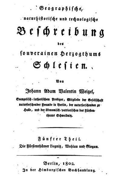 Weigel, Beschreibung des Herzogthums Schlesien, 1802, Titelblatt