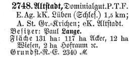 Lüben-Altstadt im Schlesischen Güteradressbuch 1905