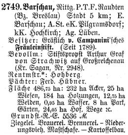 Barschau in Schlesischen Güteradressbuch 1905