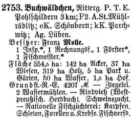 Buchwäldchen in Schlesisches Güteradressbuch 1905