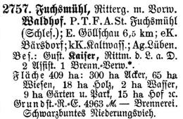 Fuchsmühl in Schlesisches Güteradressbuch 1905