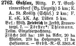 Guhlau in Schlesisches Güteradressbuch 1905
