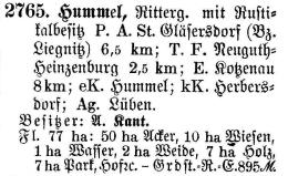 Hummel in Schlesisches Güteradressbuch 1905