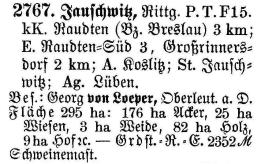 Jauschwitz in Schlesisches Güteradressbuch 1905