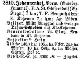 Johannenhof in Schlesisches Güteradressbuch 1905