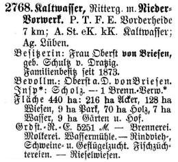 Kaltwasser in Schlesisches Güteradressbuch 1905
