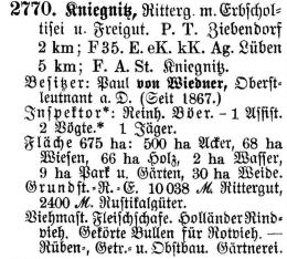 Kniegnitz in Schlesisches Güteradressbuch 1905