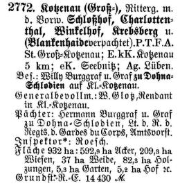 Groß-Kotzenau in Schlesisches Güteradressbuch 1905