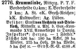 Krummlinde in Schlesisches Güteradressbuch 1905
