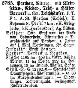 Parchau in Schlesisches Güteradressbuch 1905