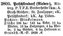 Nieder-Petschkendorf in Schlesisches Güteradressbuch 1905