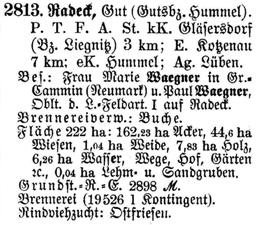 Radeck in Schlesisches Güteradressbuch 1905
