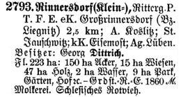 Klein Rinnersdorf in Schlesisches Güteradressbuch 1905