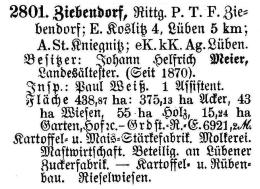 Ziebendorf in Schlesisches Güteradressbuch 1905