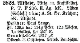 Schlesisches Güter-Adressbuch 1921 Altstadt
