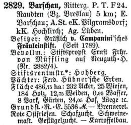 Schlesisches Güter-Adressbuch 1921 Barschau