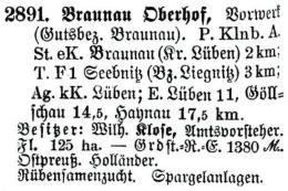 Schlesisches Güter-Adressbuch 1921 Braunau Oberhof