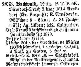 Schlesisches Güter-Adressbuch 1921 Buchwald