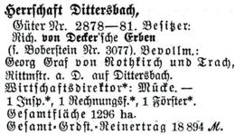 Schlesisches Güter-Adressbuch 1921 Herrschaft Dittersbach