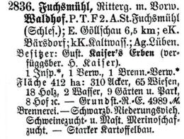 Schlesisches Güter-Adressbuch 1921 Fuchsmühl
