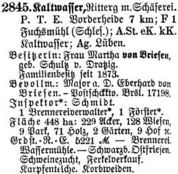Schlesisches Güter-Adressbuch 1921 Kaltwasser