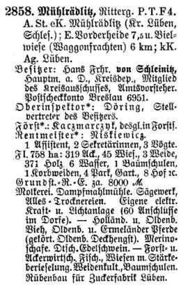 Schlesisches Güter-Adressbuch 1921 Mühlrädlitz