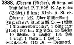 Schlesisches Güter-Adressbuch 1921 Oberau (Nieder)