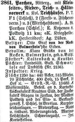 Schlesisches Güter-Adressbuch 1921 Parchau