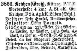 Schlesisches Güter-Adressbuch 1921 Reichen (Groß)