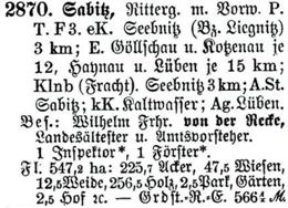 Schlesisches Güter-Adressbuch 1921 Sabitz