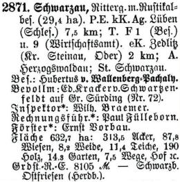Schlesisches Güter-Adressbuch 1921 Schwarzau