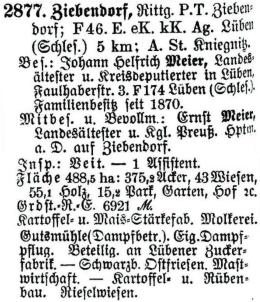 Schlesisches Güter-Adressbuch 1921 Ziebendorf