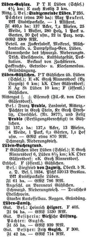 Lüben 1937, Guhlau, Gühlichen, Buchengrund, Samitz