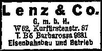 Fa. Lenz & Co. im Berliner Adressbuch 1930