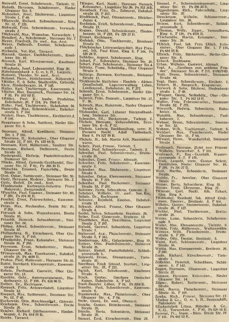 Amtliches Landes-Adreßbuch der Provinz Niederschlesien für Industrie, Handel, Gewerbe 1927, S. 424