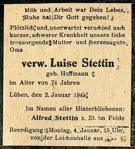 Luise Stettin geb. Hoffmann (1869-1943)