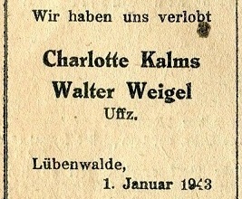Charlotte Kalms und Walter Weigel, Lübenwalde
