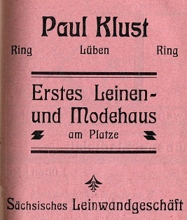 Paul Klust, Erstes Leinen- und Modehaus am Platze, Sächsisches Leinwandgeschäft, Ring 9