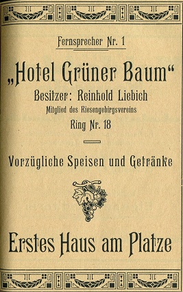 Hotelbesitzer Reinhold Liebich, Grüner Baum, Erstes Haus am Platze, Ring 18