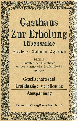 Johann Cyprian, Gasthaus Zur Erholung, Lübenwalde