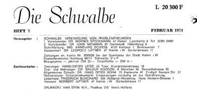 Die Schwalbe - Zeitschrift für Problemschachfreunde 7/1971