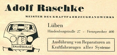 Geschäftsanzeige im Heimatkalender Lüben 1942