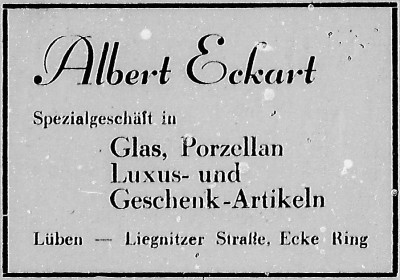 Werbung für Albert Eckarts Geschäft