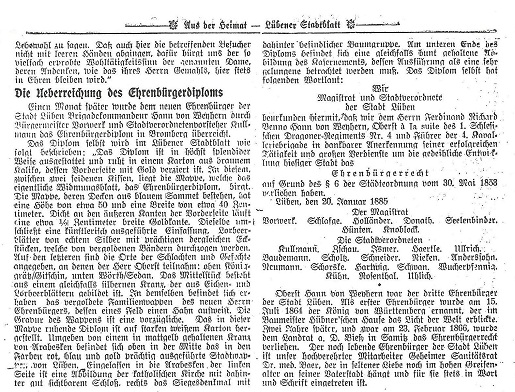 Sonntagsbeilage zum Lübener Stadtblatt vom 26./27. Oktober 1935