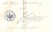 Unterschrift des Polizeikommissars Otto Kressin um 1920