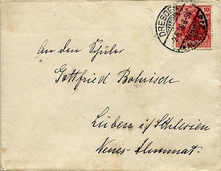 Brief an Schüler Gottfried Bohrisch im Neuen Alumnat 1916