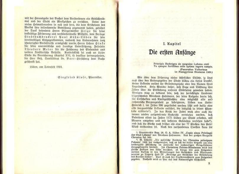 Konrad Klose, Geschichte der Stadt Lüben, Verlag Kühn Lüben, 1924, S. 8/9