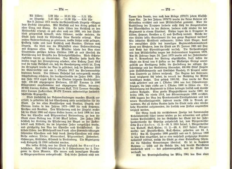 Konrad Klose, Geschichte der Stadt Lüben, Verlag Kühn Lüben, 1924, S. 274/275