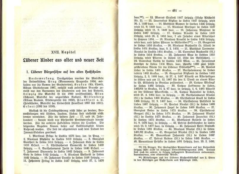 Konrad Klose, Geschichte der Stadt Lüben, Verlag Kühn Lüben, 1924, S. 460/461
