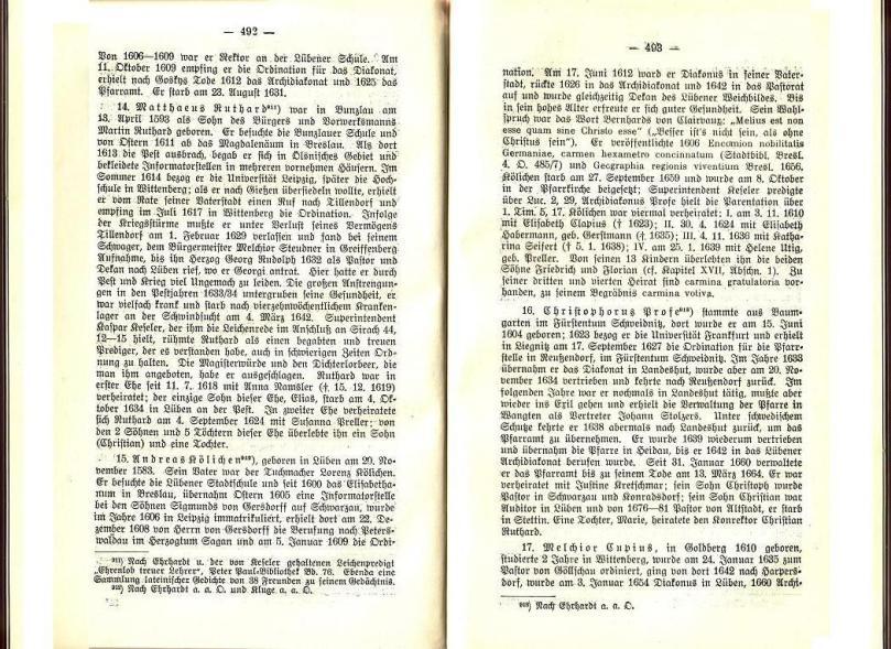 Konrad Klose, Geschichte der Stadt Lüben, Verlag Kühn Lüben, 1924, S. 492/493